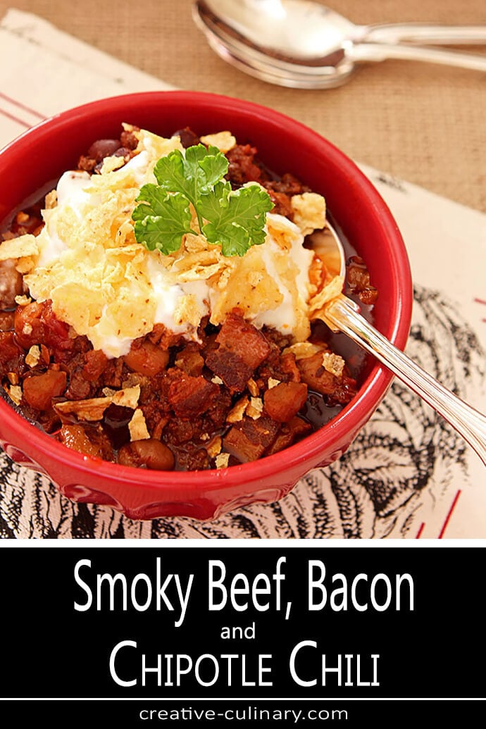 Smoky Beef, Bacon and Bourbon Chili Creative Culinary